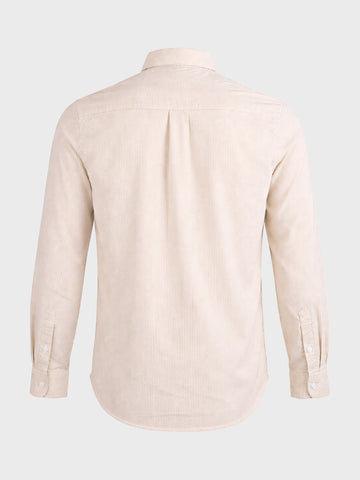 Men's Beige Regular Fit Striped Casual Shirt