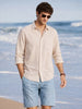 Men's Beige Regular Fit Striped Casual Shirt