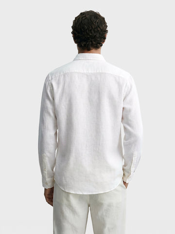 Men's White Slim Fit Solid Casual Shirts