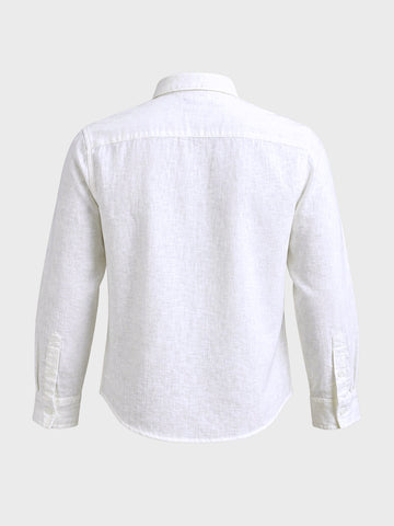 Men's White Slim Fit Solid Casual Shirts