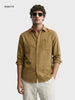 Men's Khaki Slim Fit Solid Casual Shirts