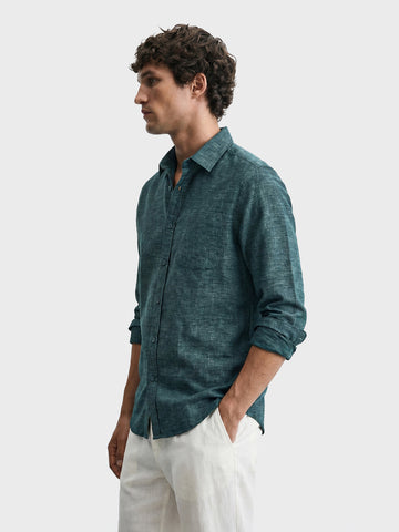 Men's Teal Slim Fit Solid Casual Shirts