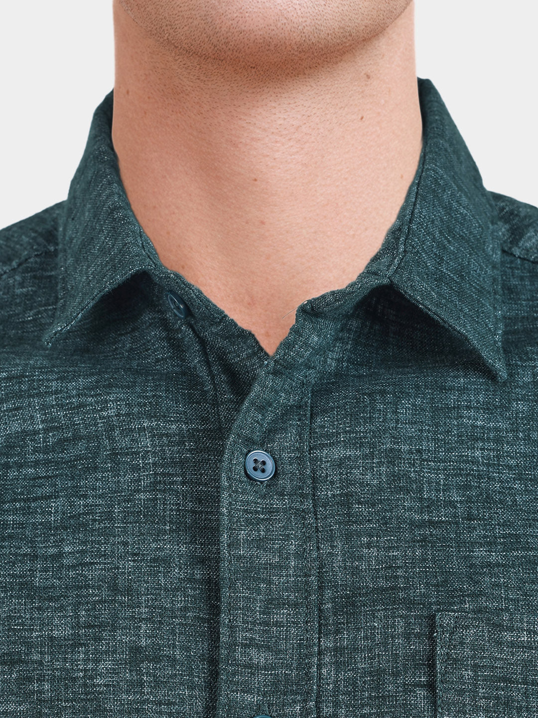 Men's Teal Slim Fit Solid Casual Shirts