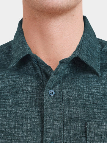 Men's Teal Slim Fit Solid Casual Shirts