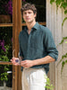 Men's Teal Slim Fit Solid Casual Shirts