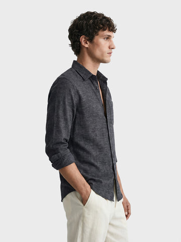 Men's Black Slim Fit Solid Casual Shirts