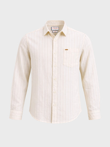 Men's Brown Regular Fit Striped Casual Shirts