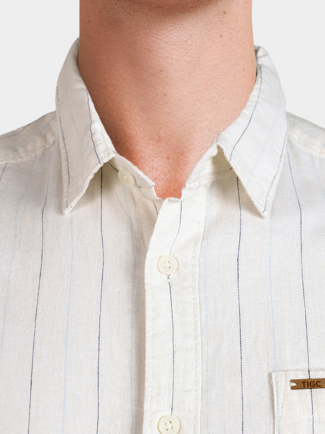 Men's Navy Blue Regular Fit Striped Casual Shirts