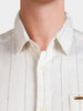 Men's Navy Blue Regular Fit Striped Casual Shirts
