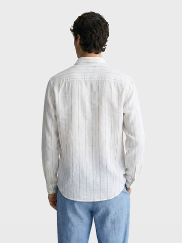 Men's Navy Blue Regular Fit Striped Casual Shirts