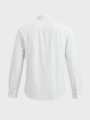Men's Navy Blue Regular Fit Striped Casual Shirts