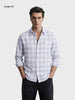 Men's White Slim Fit Checkered Casual Shirt