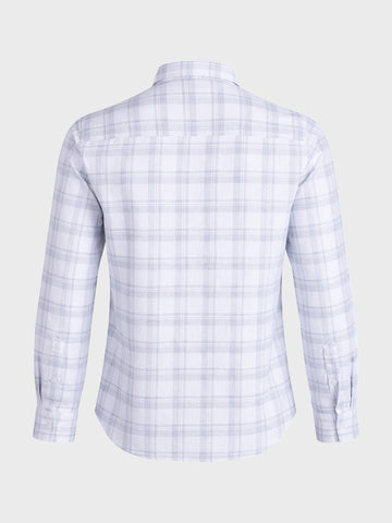 Men's White Slim Fit Checkered Casual Shirt