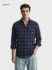 Men's Navy Blue Slim Fit Checkered Casual Shirt