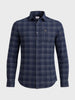 Men's Navy Blue Slim Fit Checkered Casual Shirt