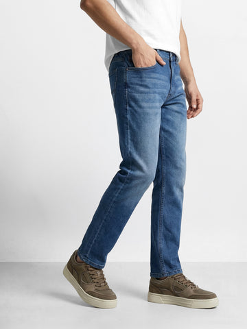 Men's Blue Slim Fit Solid Street Jeans