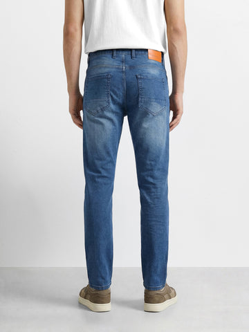 Men's Blue Slim Fit Solid Street Jeans