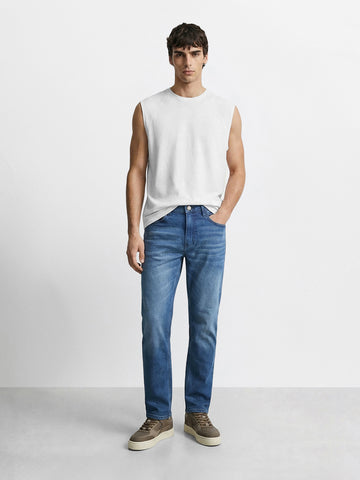 Men's Blue Slim Fit Solid Street Jeans