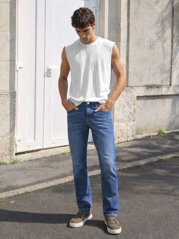 Men's Blue Slim Fit Solid Street Jeans