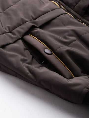 Men's Slim Fit Solid Hooded Puffer Jacket