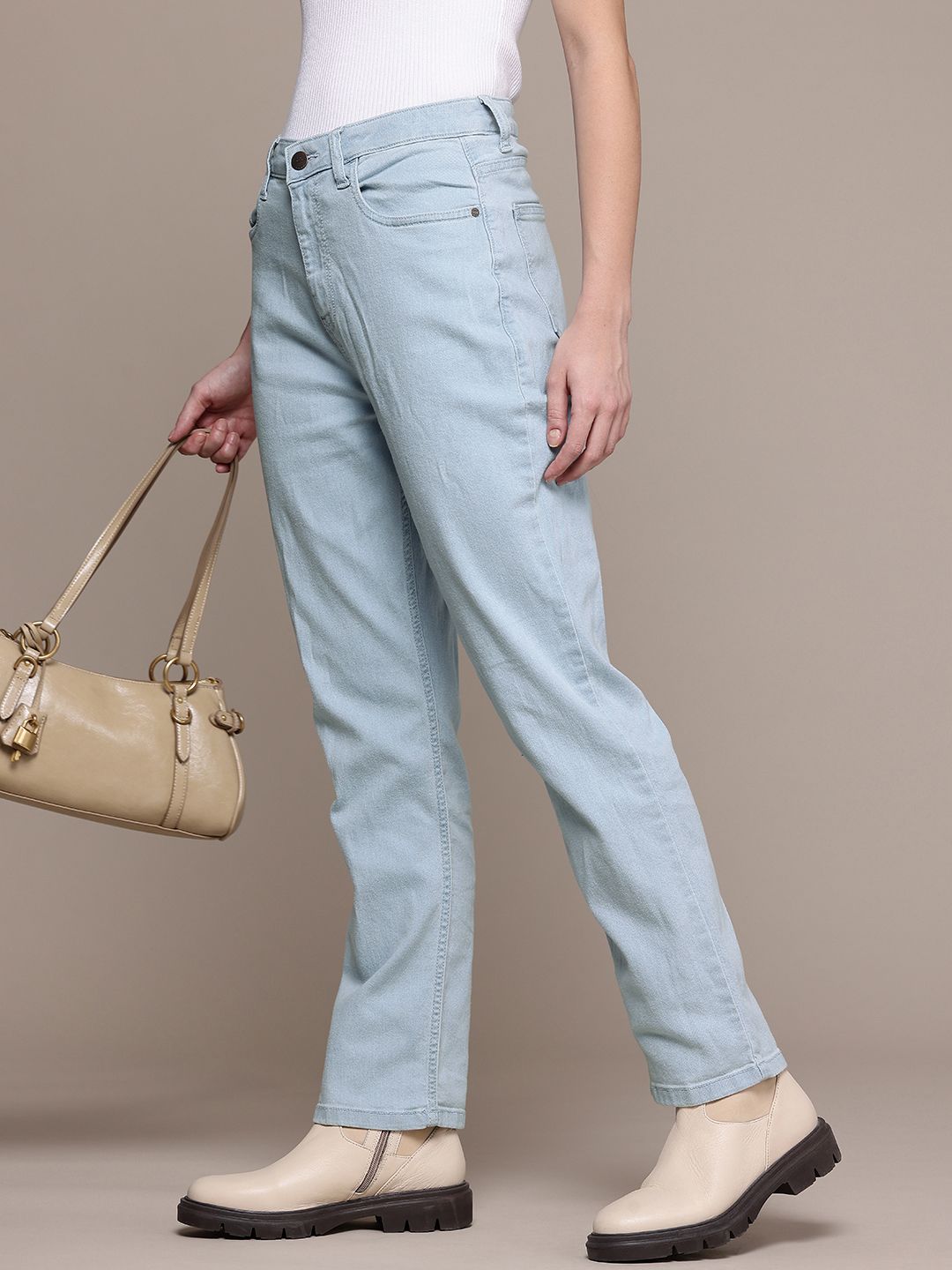 Women's Blue Straight Fit Casual Jeans