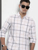 Men's White Slim Fit Checked Casual Shirt