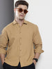 Men's Khaki Relaxed Fit Solid Resort Wear Shirt