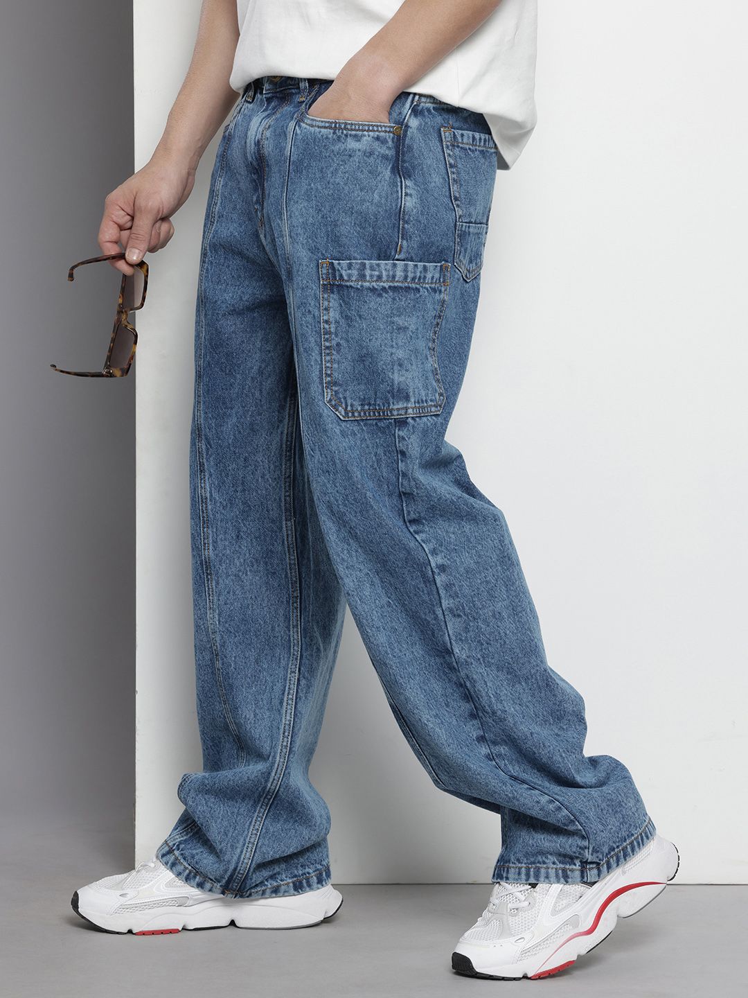 Men's Blue Wide Leg Fit Utility Jeans