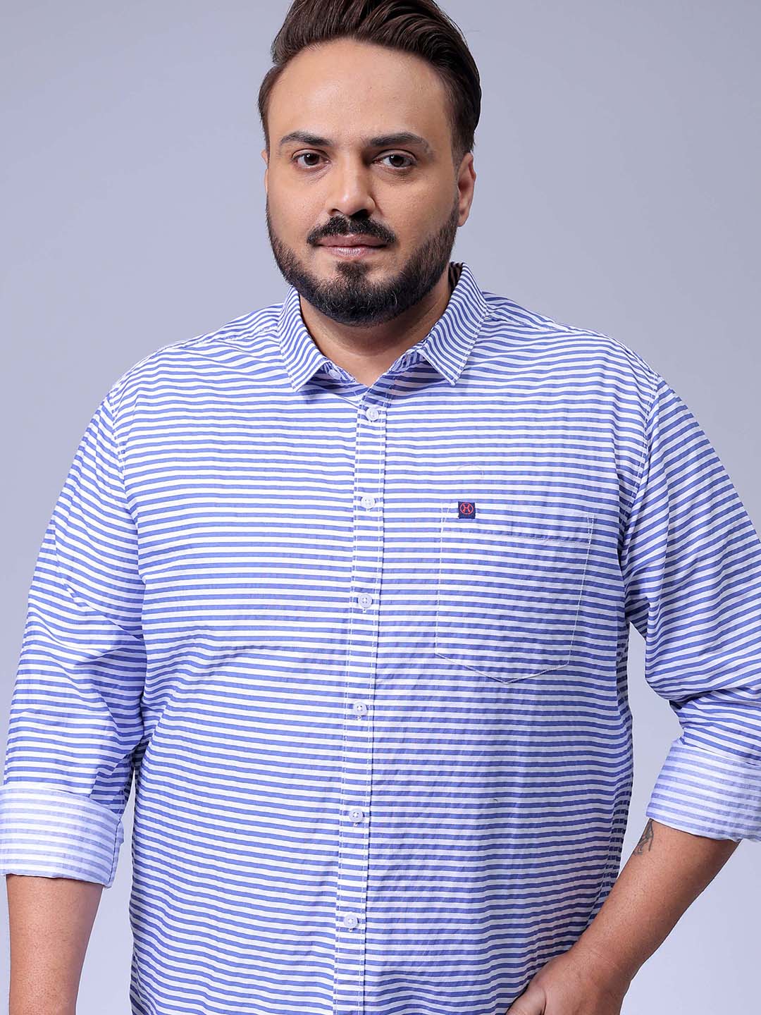 Men's Plus Size Striped Casual Shirt
