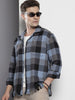 Men's Black Relaxed Fit Checked Bohemian Shirt