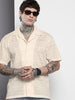Men's Cream Relaxed Fit Textured Textured Shirt