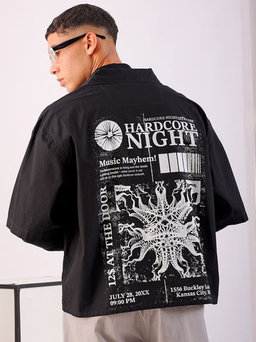 Men's Half Sleeves Boxy Fit Black Shirt
