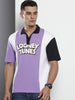 Men's Purple Boxy Fit Character Bugs Bunny Printed Polo Collar T-Shirt