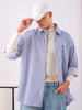Men's Blue Sleeves Oversized Fit White Shirt