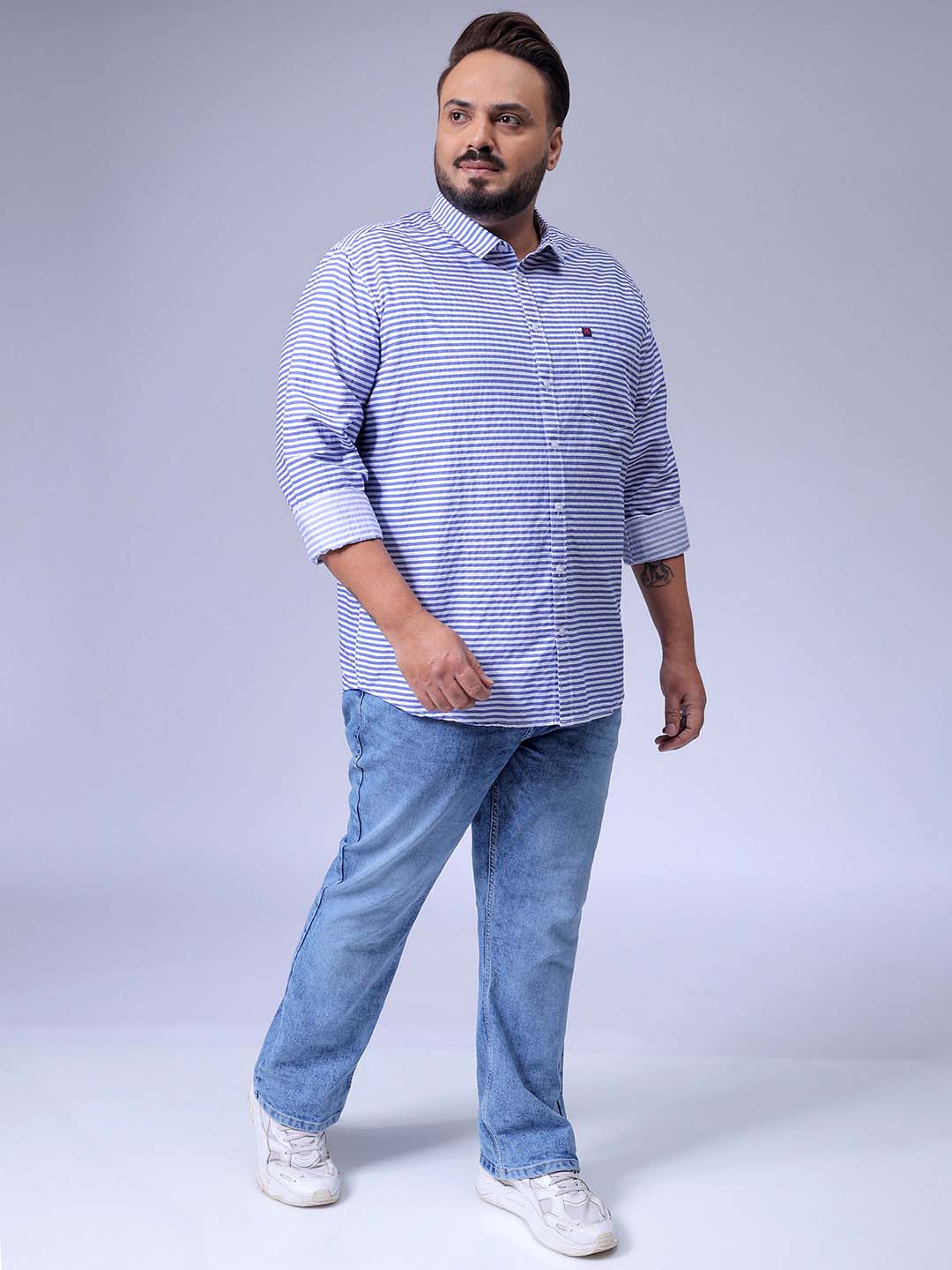 Men's Plus Size Striped Casual Shirt