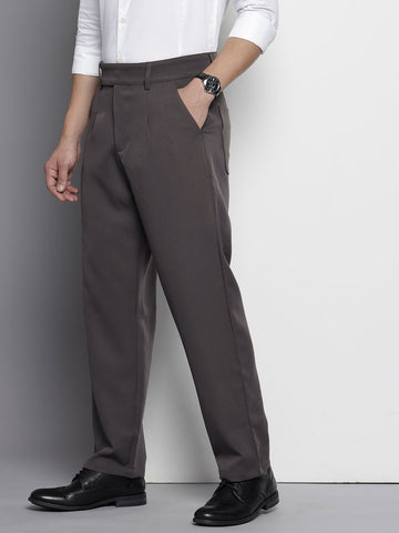 Men's Grey Loose Fit Casual Trousers