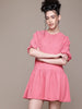 Freehand Women Relaxed Fit Textured Tiered Dress