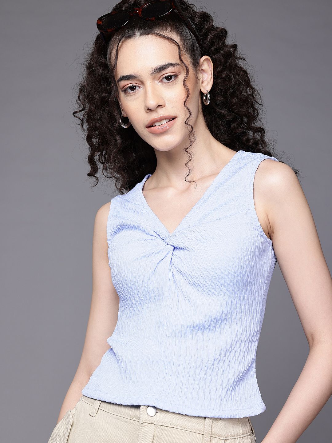 Freehand by The Indian Garage Co Women Fitted Textured Tank Top