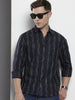 Men's Purple Slim Fit Striped Casual Shirt