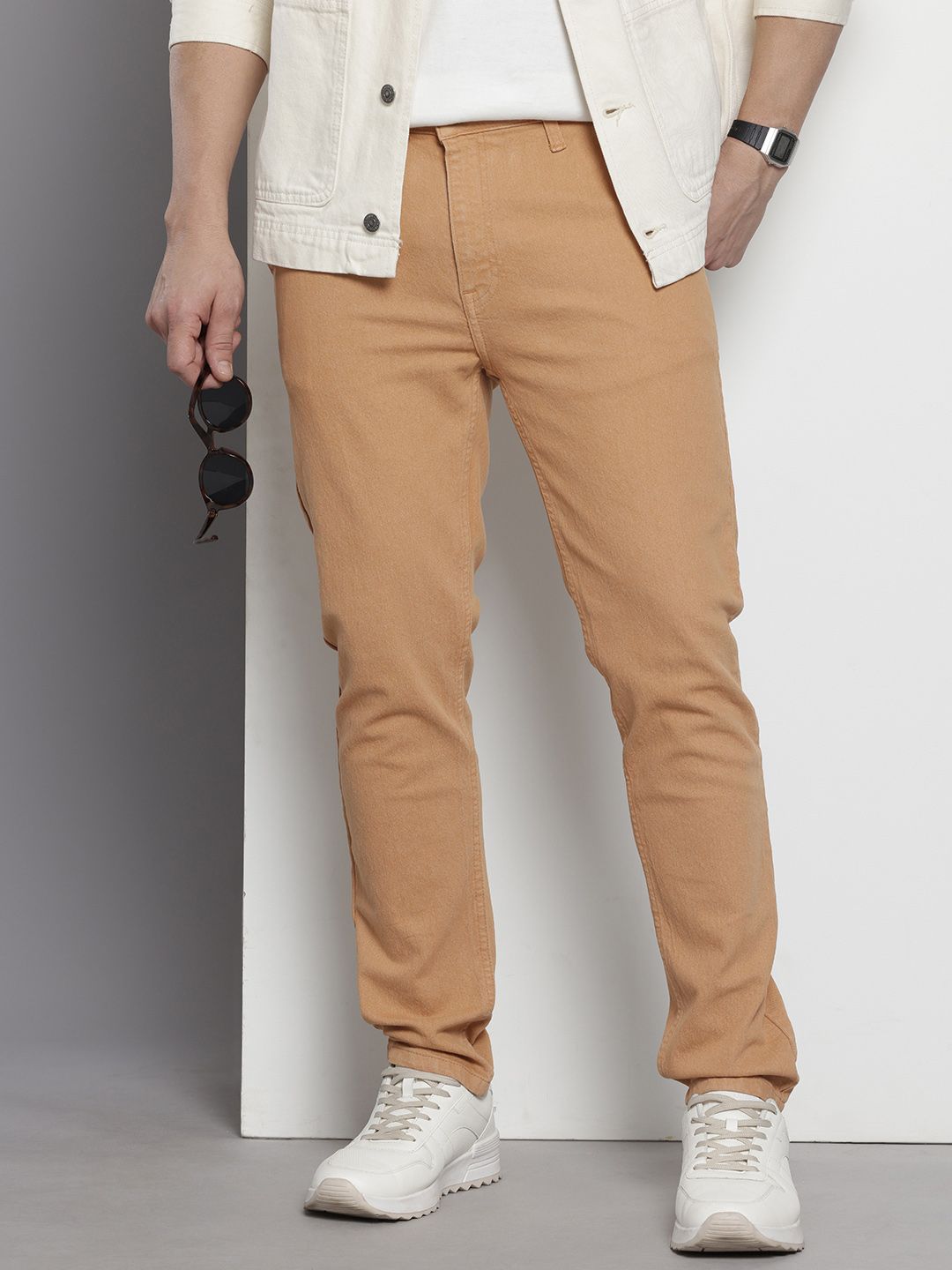 Men's Brown Slim Fit Casual Jeans