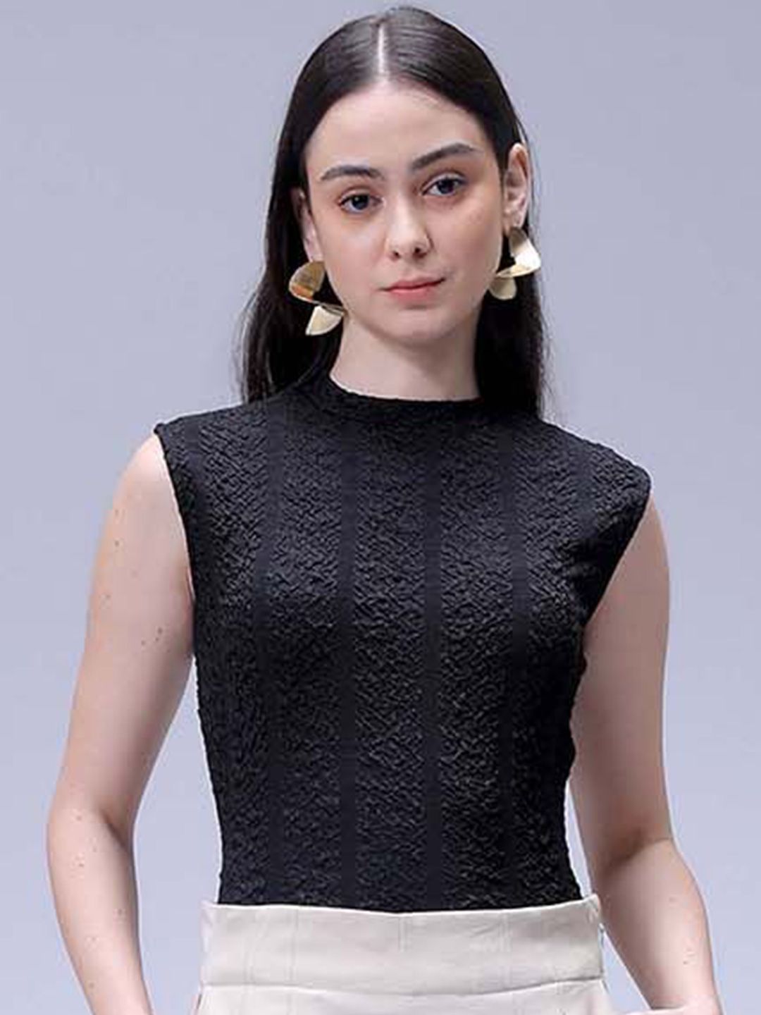 Women's Black Regular Fit Casual Top