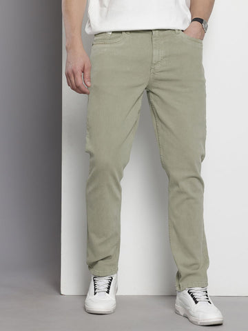 Men's Green Slim Fit Casual Jeans
