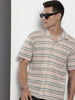 Men's Beige Relaxed Fit Printed Resort Wear Shirt