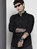 Men's Black Slim Fit Textured Party Wear Shirt