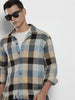 Men's Khaki Relaxed Fit Checked Bohemian Shirt