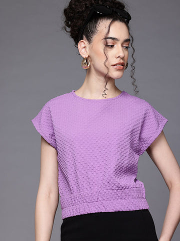 Freehand by The Indian Garage Co Women Regular Fit Textured Cinched Waist Top