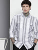 Men's White Slim Fit Striped Casual Shirt