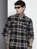 Men's Black Slim Fit Checked Casual Shirt