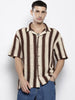 Men's Off White Relaxed Fit Textured Resort Wear Shirt