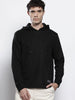 Men's Black Regular Fit Textured Hooded T-Shirt